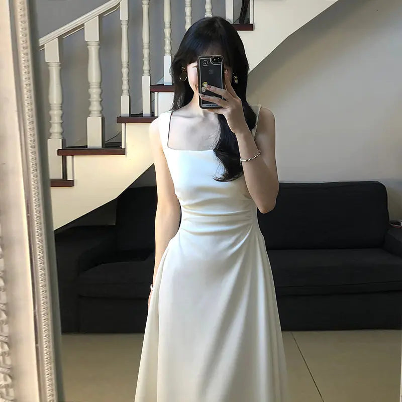French Style Waist-Controlled Strap Dress