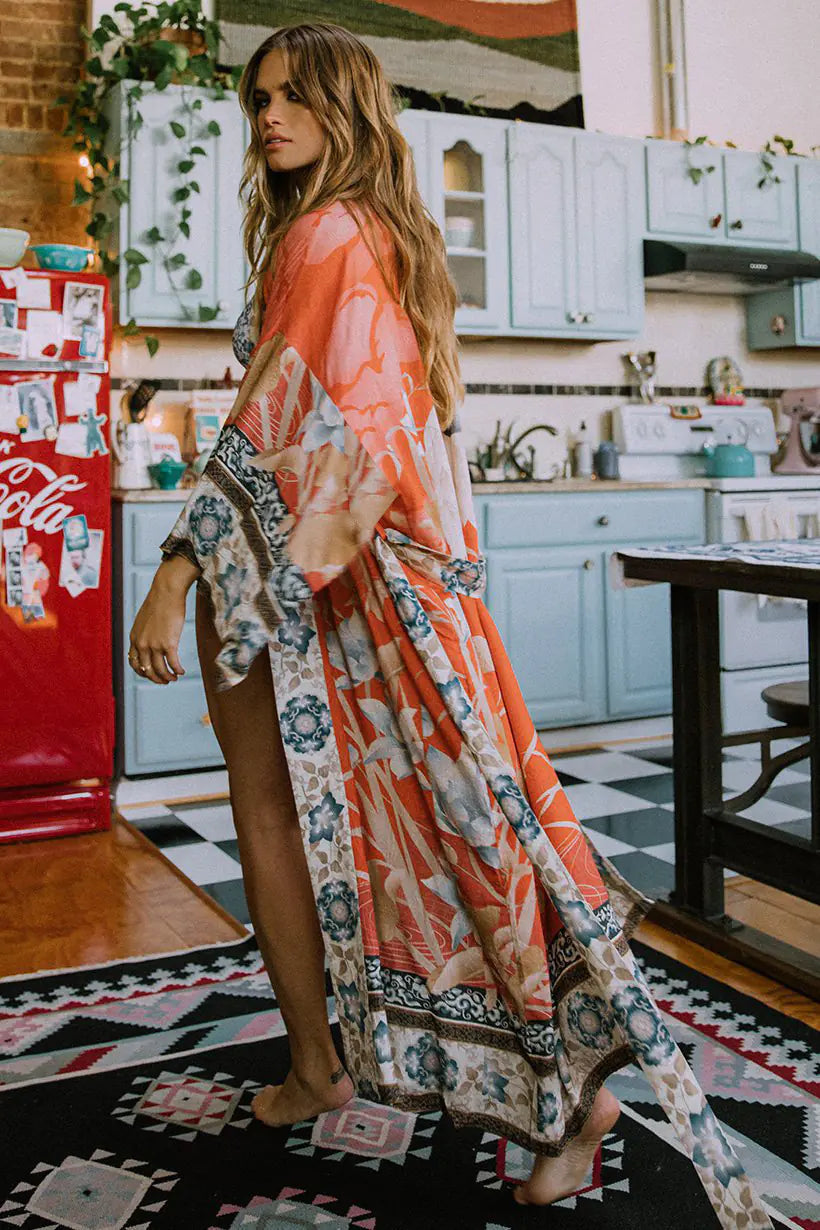 Floral Kimono Beach Cover-Up