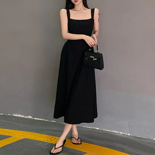 French Style Waist-Controlled Strap Dress