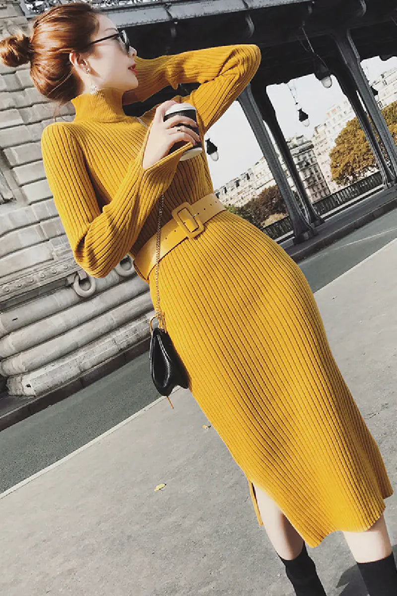 Comfort Knit Belted Dress