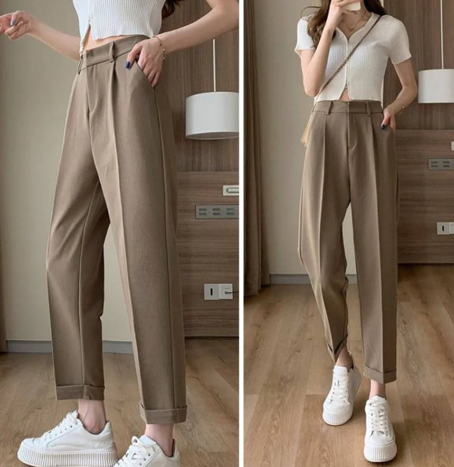 High-Waisted Cropped Trousers