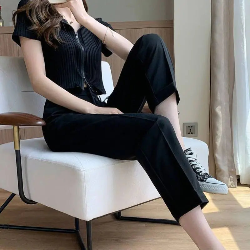 High-Waisted Cropped Trousers