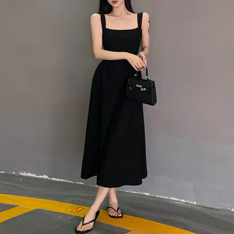 French Style Waist-Controlled Strap Dress