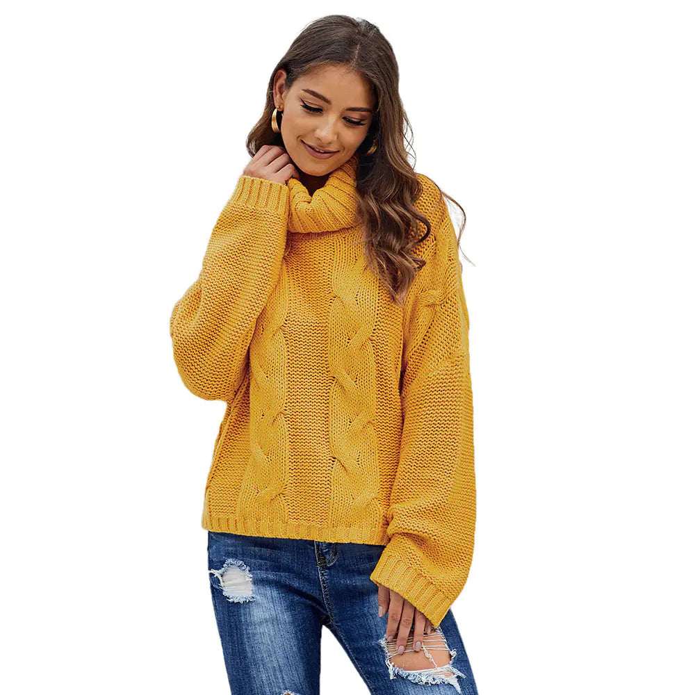 Loose Fit High Neck Knit Sweater