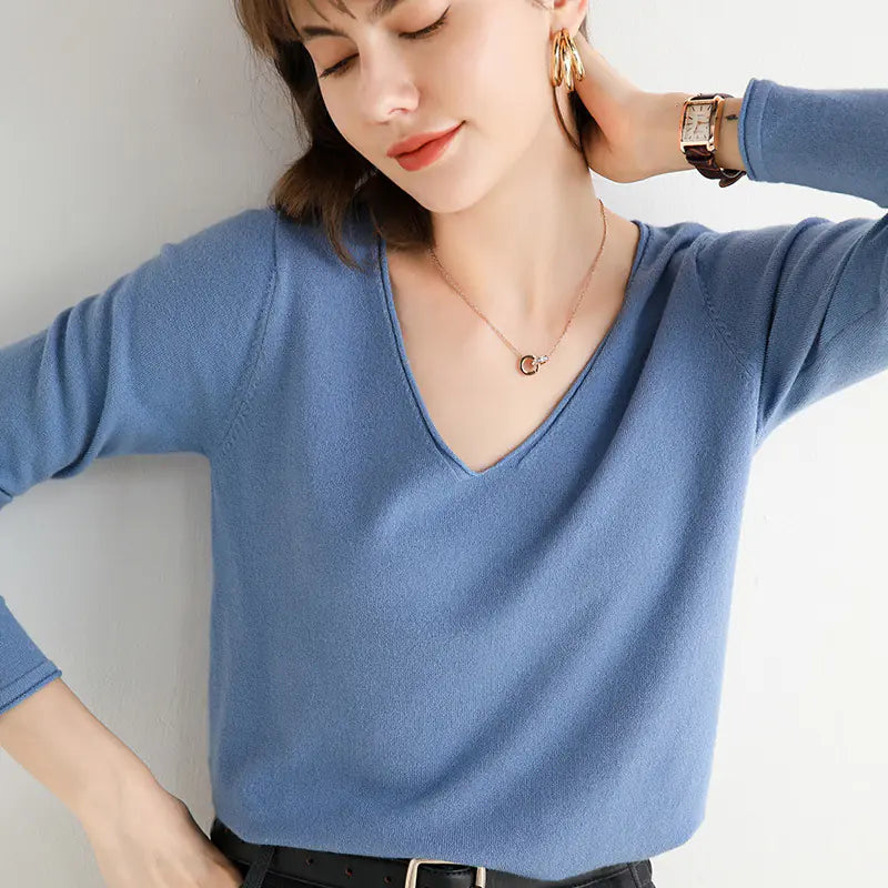Loose V-Neck Knit Sweater