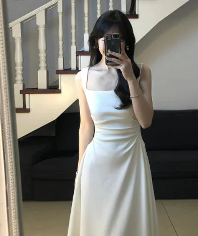 French Style Waist-Controlled Strap Dress