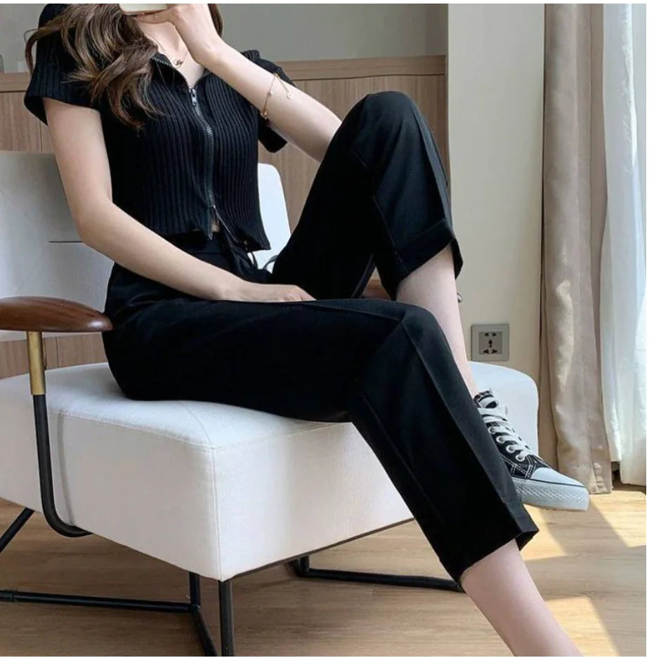 High-Waisted Cropped Trousers