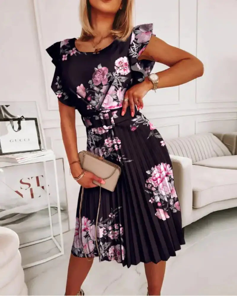 Soft Crepe Pleated Dress