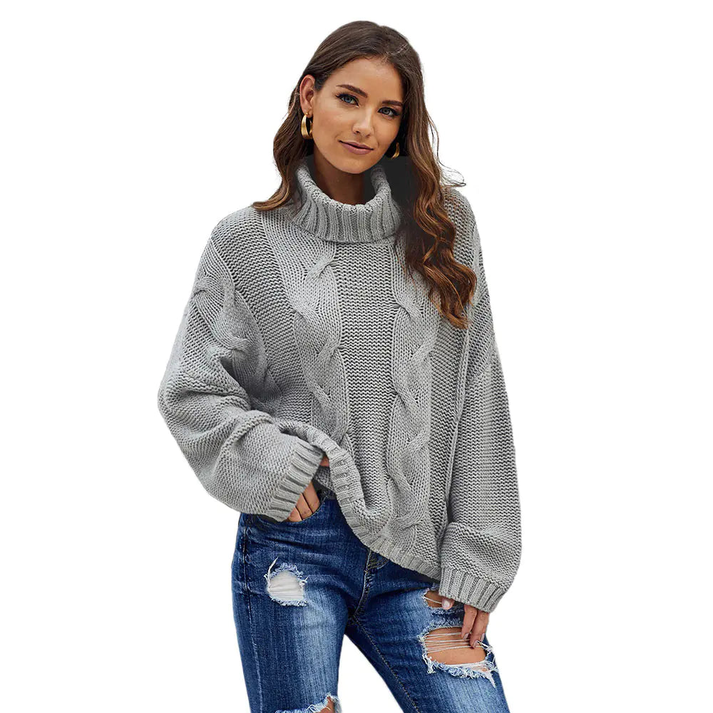 Loose Fit High Neck Knit Sweater