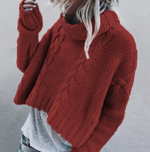 Loose Fit High Neck Knit Sweater